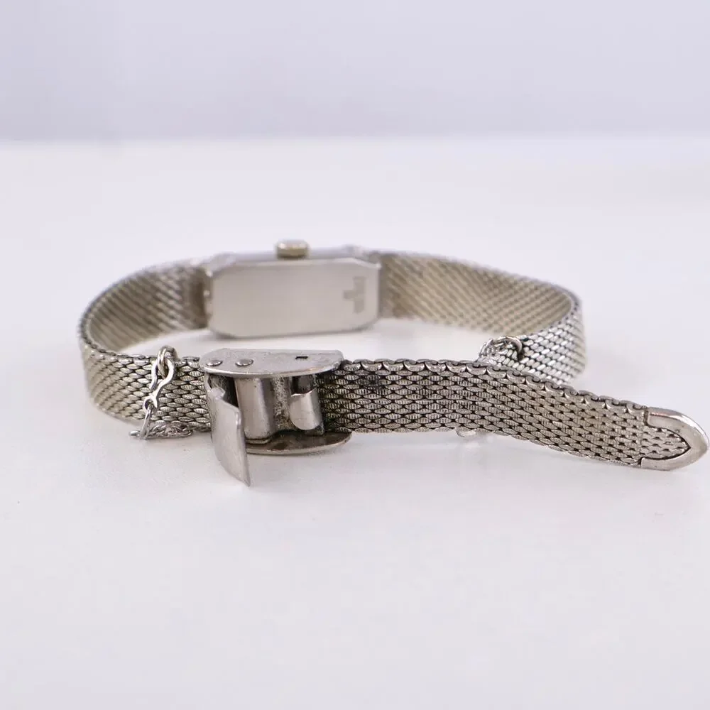 Vintage 60s Helzberg VIP 17 Jewel Swiss Watch Diamond‎ Bezel Mesh Duchess